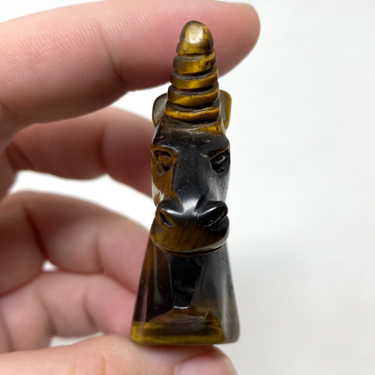 Tiger’s Eye Unicorn Carving