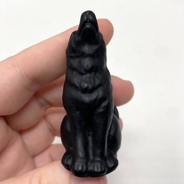Black Obsidian Wolf Carving