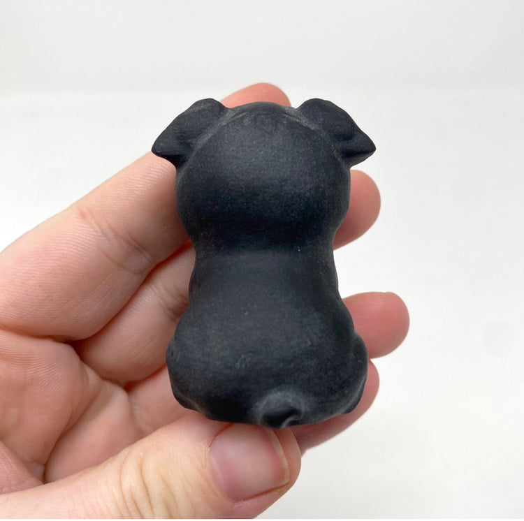 Black Obsidian Pug Dog Carving