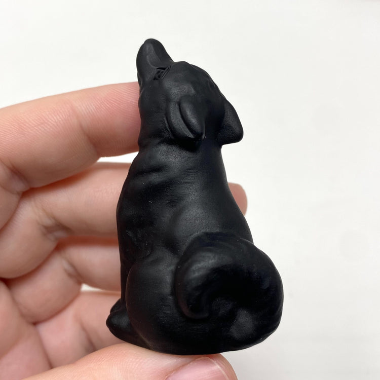 Black Obsidian Wolf Carving