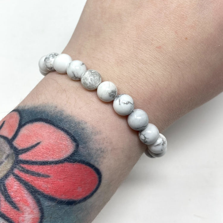 Howlite Crystal Gemstone Bracelet 8mm Beads