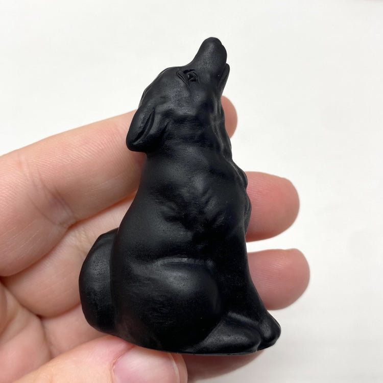 Black Obsidian Wolf Carving