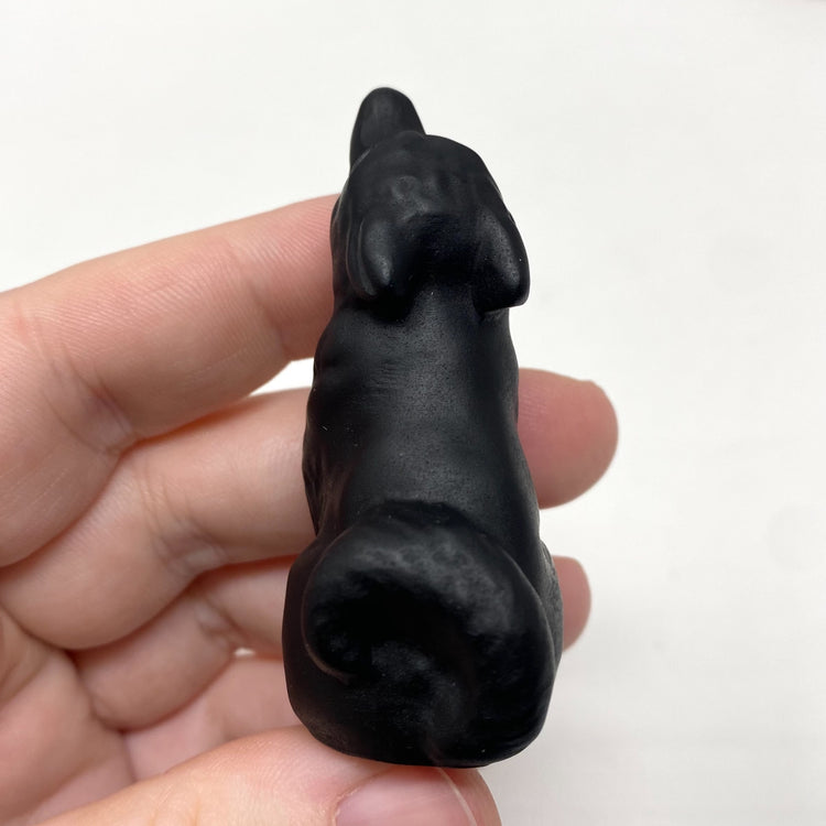 Black Obsidian Wolf Carving
