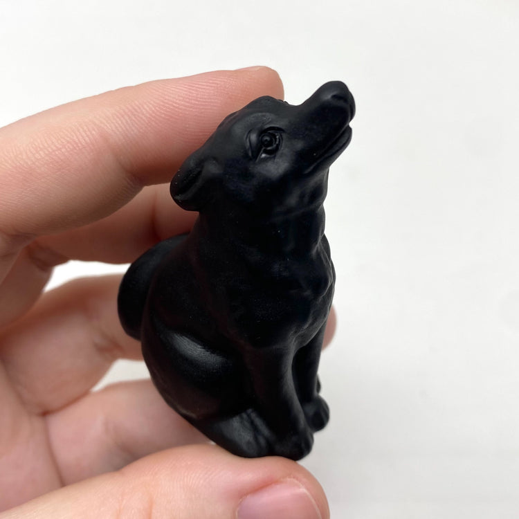 Black Obsidian Wolf Carving
