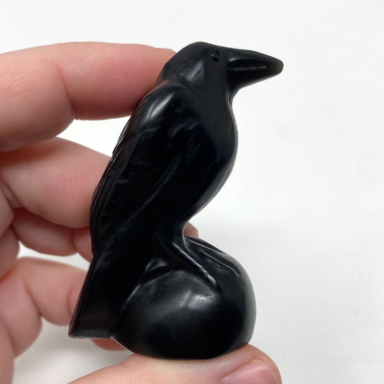 Black Obsidian Raven Carving