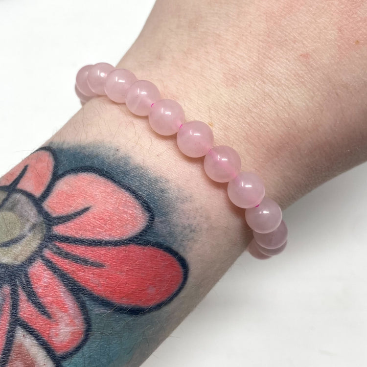 Rose Quartz Crystal Gemstone Bracelet 8mm Beads
