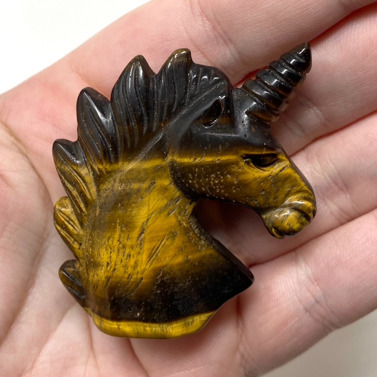 Tiger’s Eye Unicorn Carving