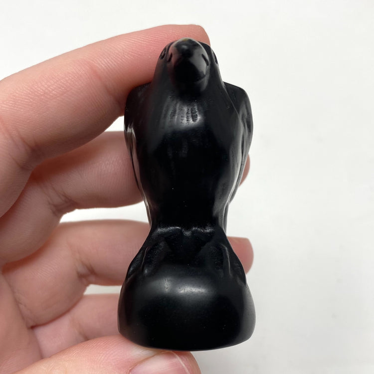 Black Obsidian Raven Carving