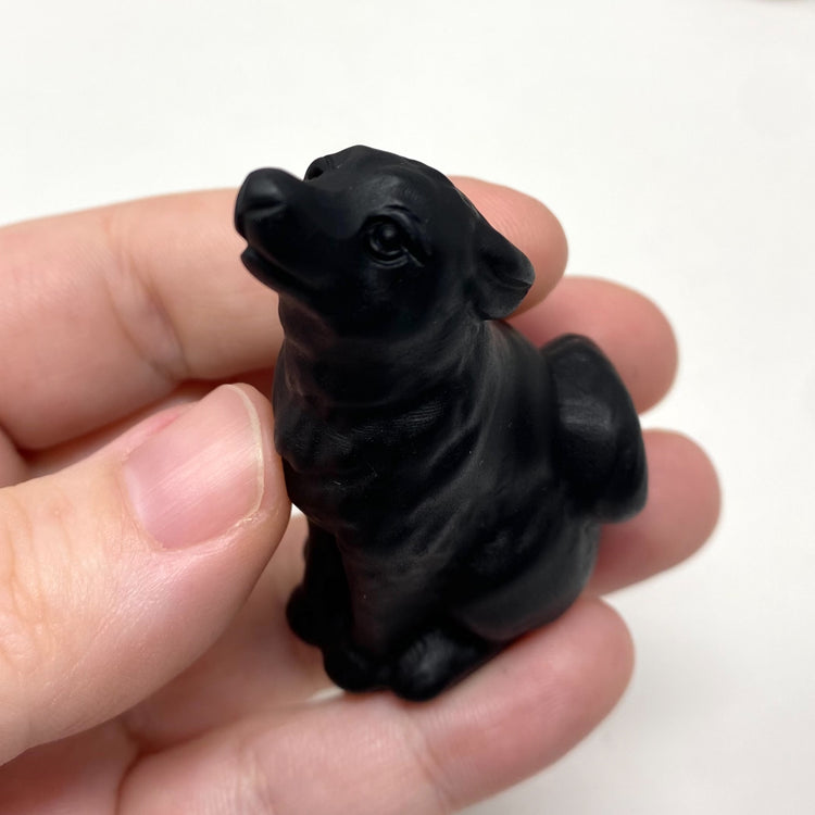Black Obsidian Wolf Carving
