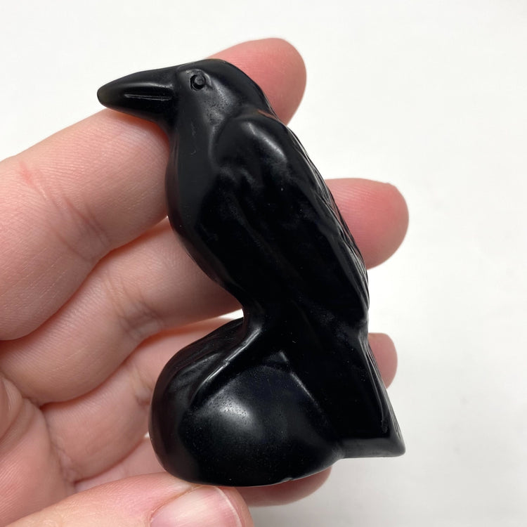 Black Obsidian Raven Carving