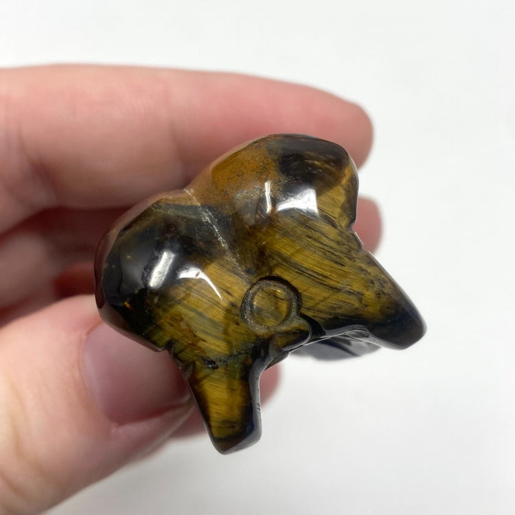 Medium Tiger’s Eye Raven Skull Carving