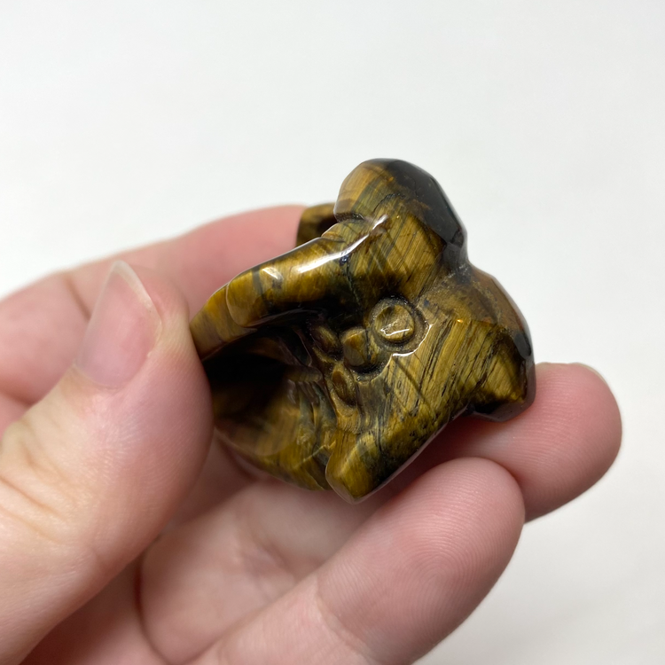 Medium Tiger’s Eye Raven Skull Carving