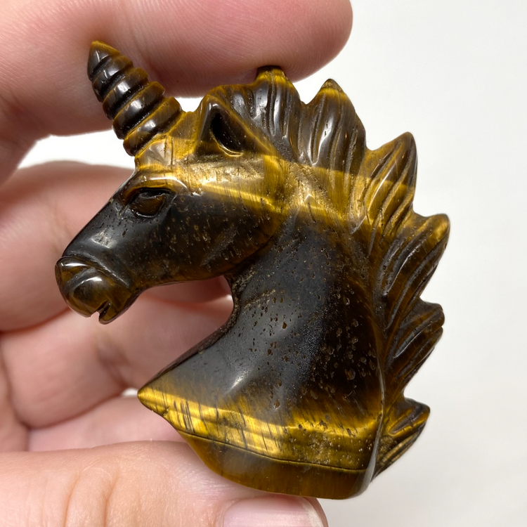 Tiger’s Eye Unicorn Carving