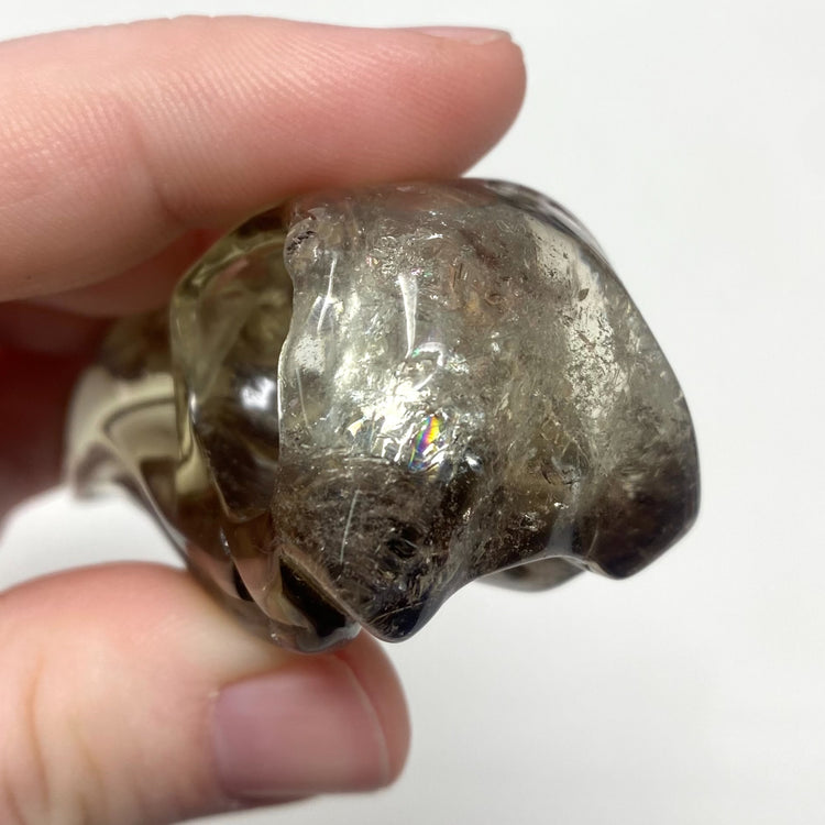 Smokey Quartz Raven Skull Carving