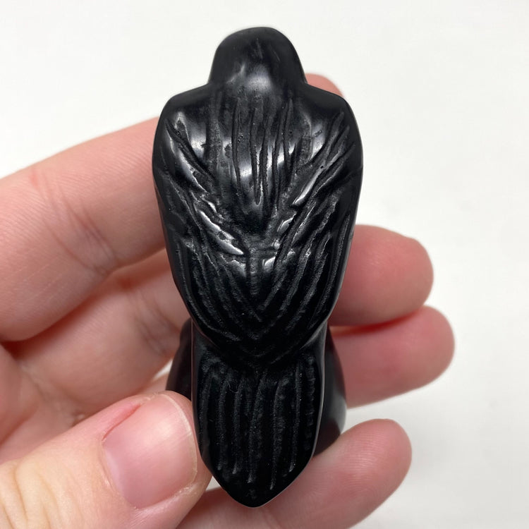 Black Obsidian Raven Carving