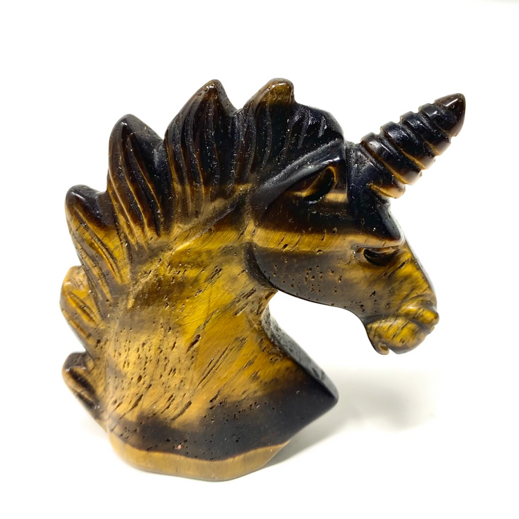 Tiger’s Eye Unicorn Carving