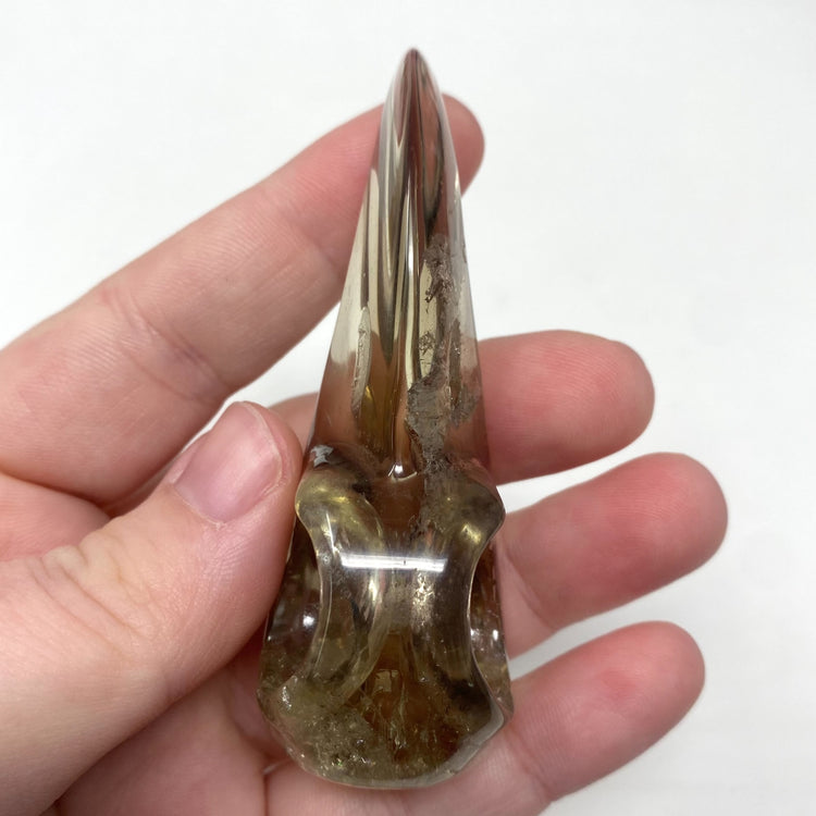 Smokey Quartz Raven Skull Carving