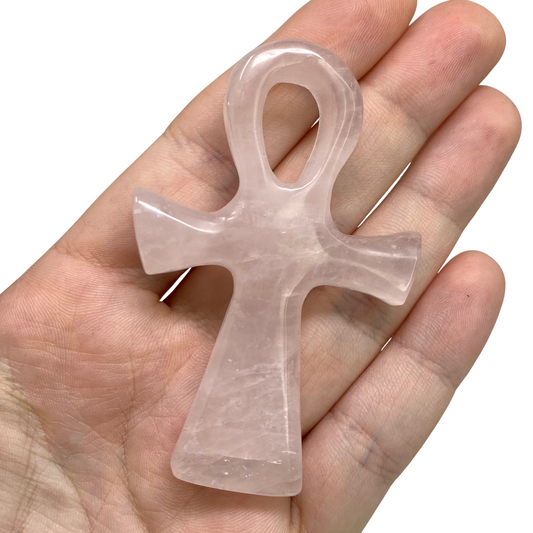Rose Quartz Ankh Carving