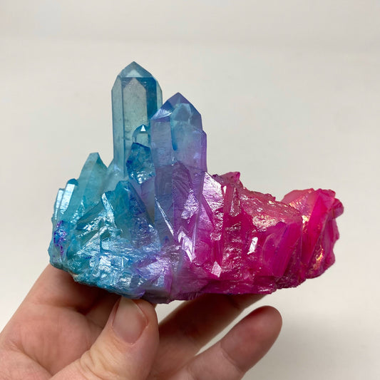 Blue & Pink Aura Quartz Crystal Cluster