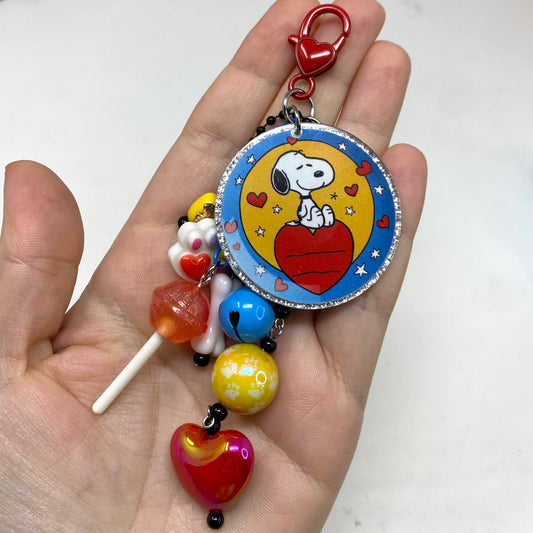 Glitter White Dog Bagcharm