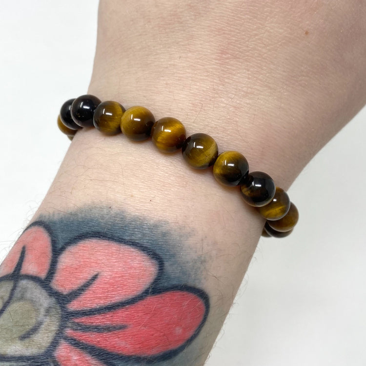 Yellow Tiger’s Eye Crystal Gemstone Bracelet 8mm Beads