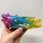 Rainbow Pink Blue Yellow Aura Quartz Crystal Cluster