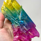 Rainbow Pink Blue Yellow Aura Quartz Crystal Cluster