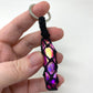 Fuschia Pink Aura Quartz Point Hand-Wrapped Hemp Crystal Keychain