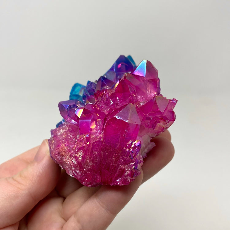 Blue & Pink Aura Quartz Crystal Cluster