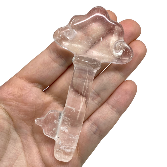 Clear Quartz Cloud Skeleton Key Carving