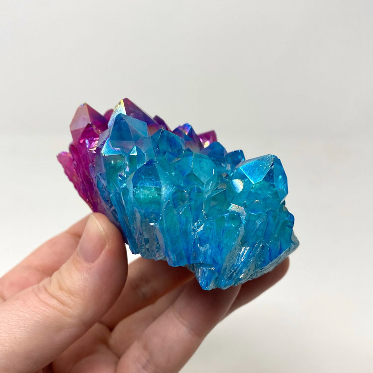 Blue & Pink Aura Quartz Crystal Cluster