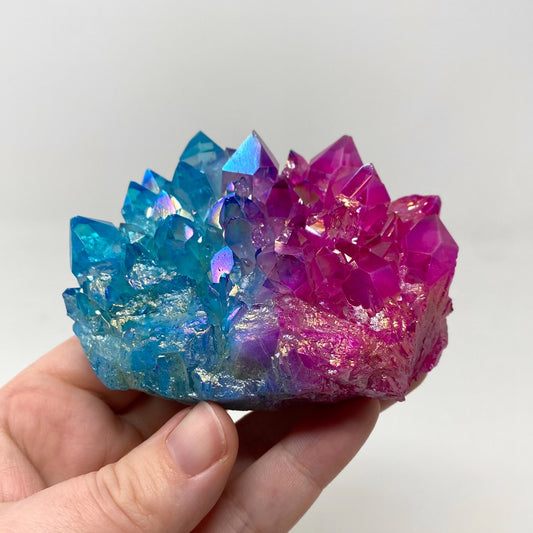 Blue & Pink Aura Quartz Crystal Cluster