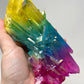 Rainbow Pink Blue Yellow Aura Quartz Crystal Cluster