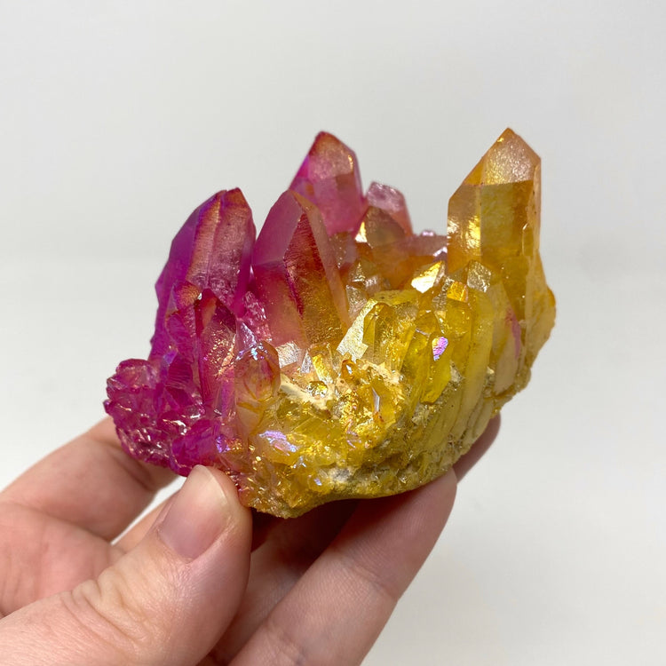 Pink & Yellow Aura Quartz Crystal Cluster