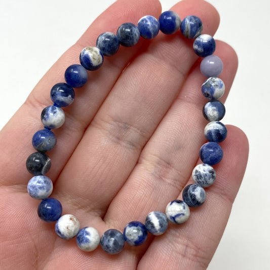 Sodalite Crystal Gemstone Bracelet 6.5mm Beads