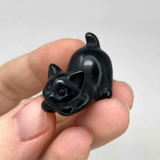 Black Obsidian Mini Cat Carving 2