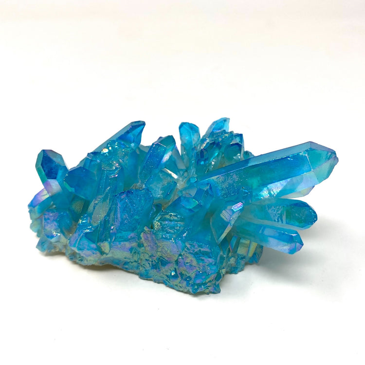 Aqua Light Blue Aura Quartz Crystal Cluster