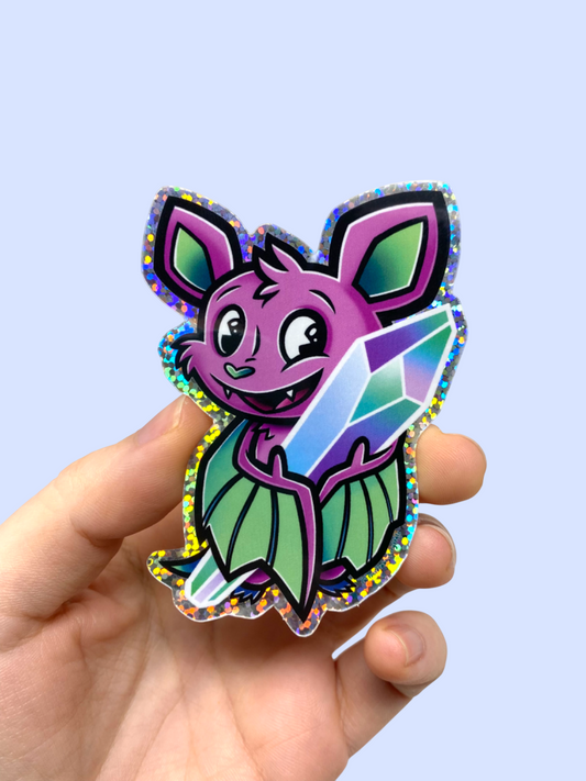 Fritz Batsby Bat Holographic Glitter Vinyl Sticker