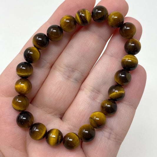 Yellow Tiger’s Eye Crystal Gemstone Bracelet 8mm Beads