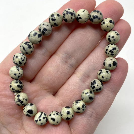 Dalmatian Jasper Crystal Gemstone Bracelet 8mm Beads