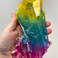 Rainbow Pink Blue Yellow Aura Quartz Crystal Cluster