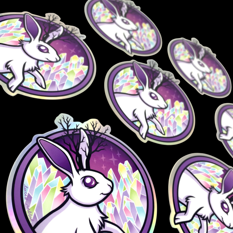 Crystal Seeker Jackalope Holographic Vinyl Sticker