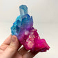 Blue & Pink Aura Quartz Crystal Cluster