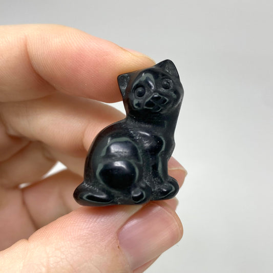 Black Obsidian Mini Cat Carving 3