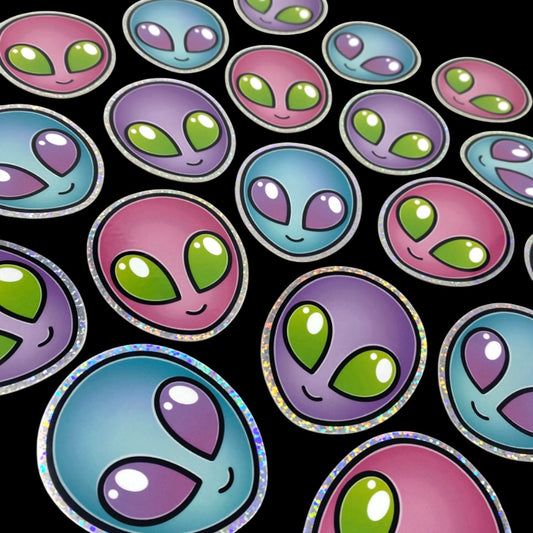 Set of 3pcs Alien Holographic Glitter Vinyl Stickers