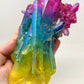 Rainbow Pink Blue Yellow Aura Quartz Crystal Cluster