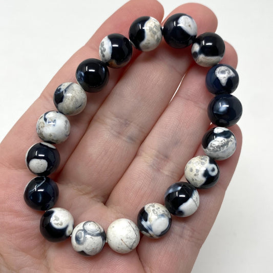 Orca Agate Crystal Gemstone Bracelet 10mm Beads