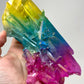 Rainbow Pink Blue Yellow Aura Quartz Crystal Cluster