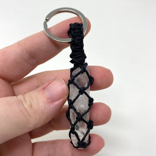 Clear Quartz Point Hand-Wrapped Hemp Crystal Keychain