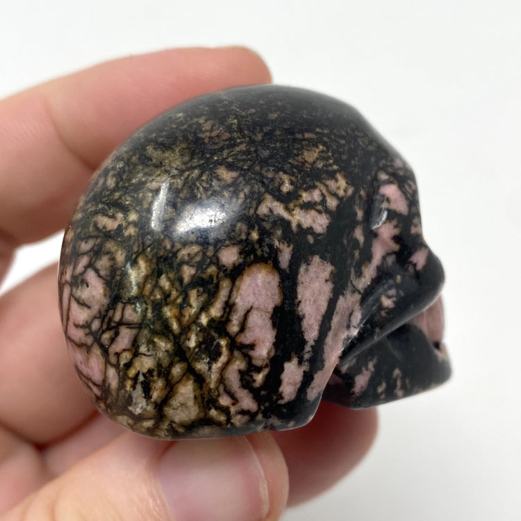 Rhodonite Skull Carving